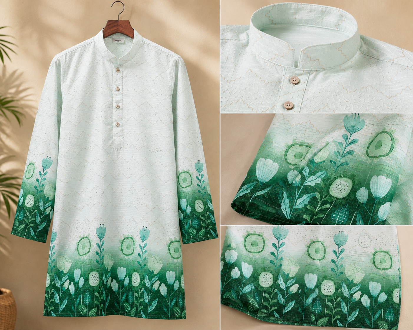 Rajaora Emerald Bloom Premium Kurta