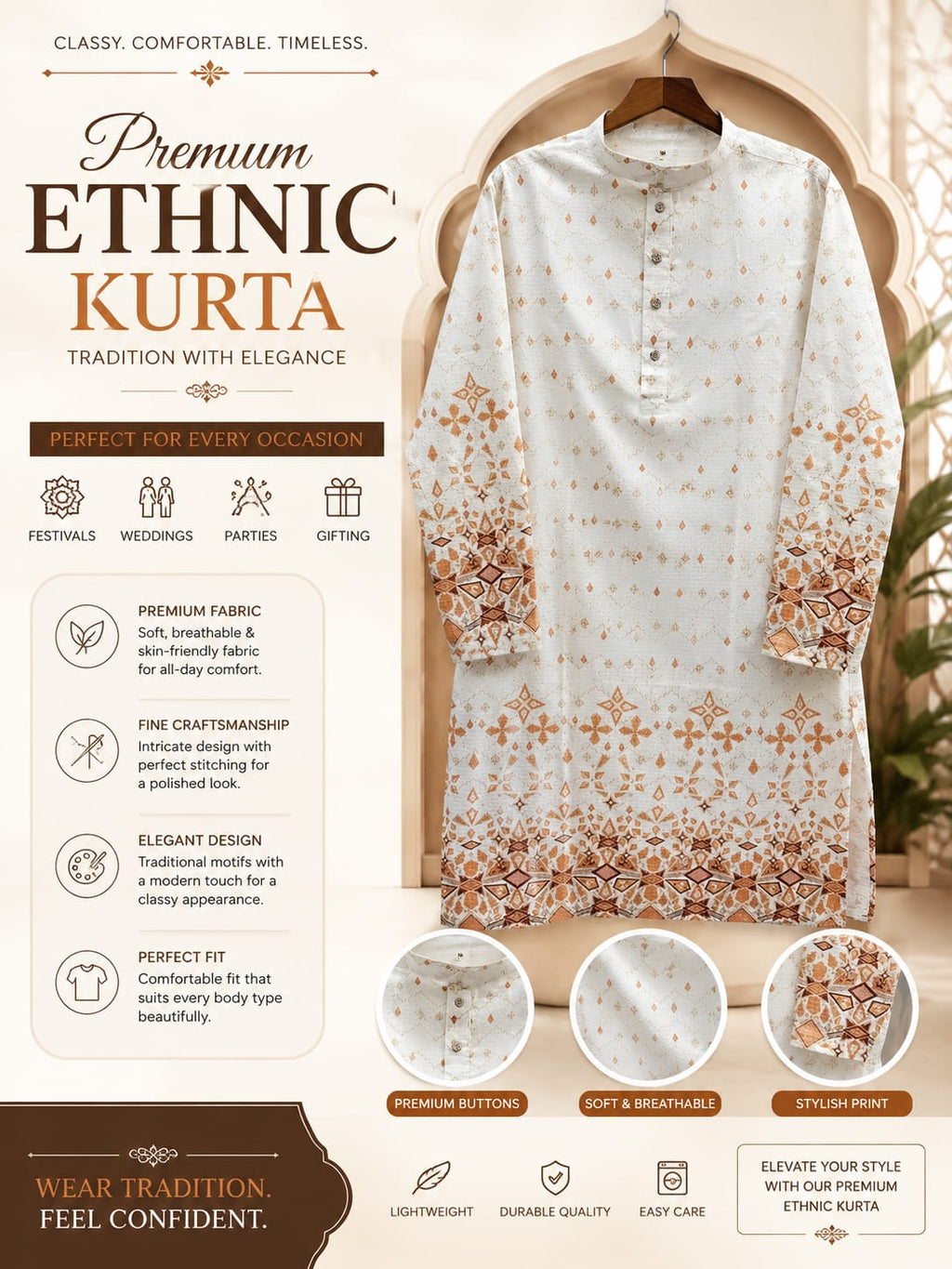 Rajaora Royal Heritage Ivory Kurta