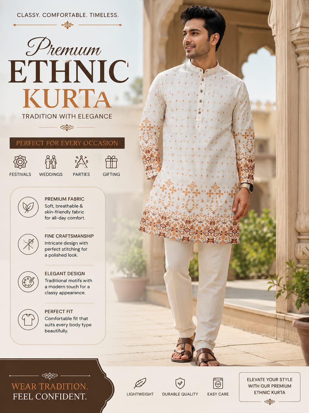 Rajaora Royal Heritage Ivory Kurta